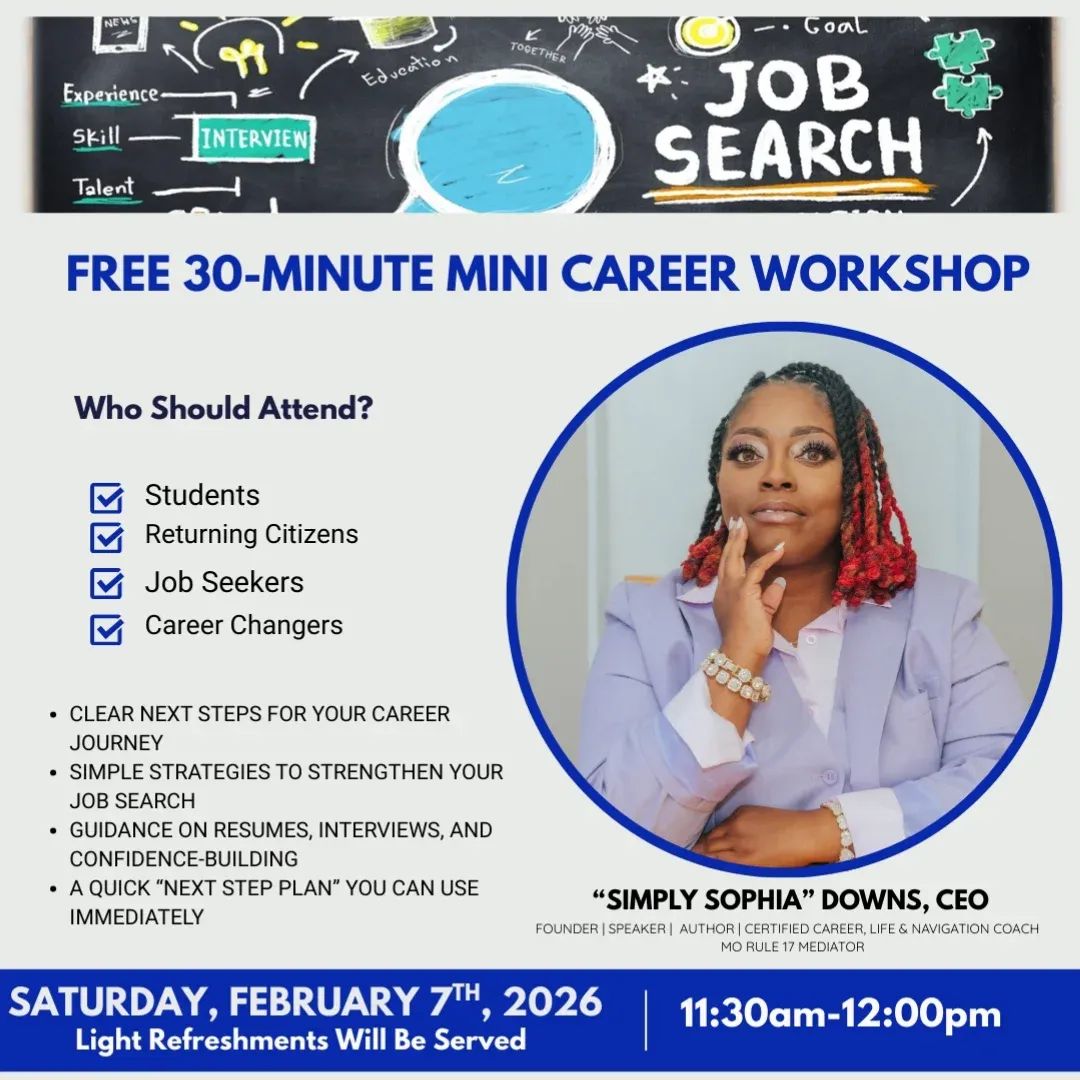 Flyer for Sophia Downs' free 30-minute mini career workshop